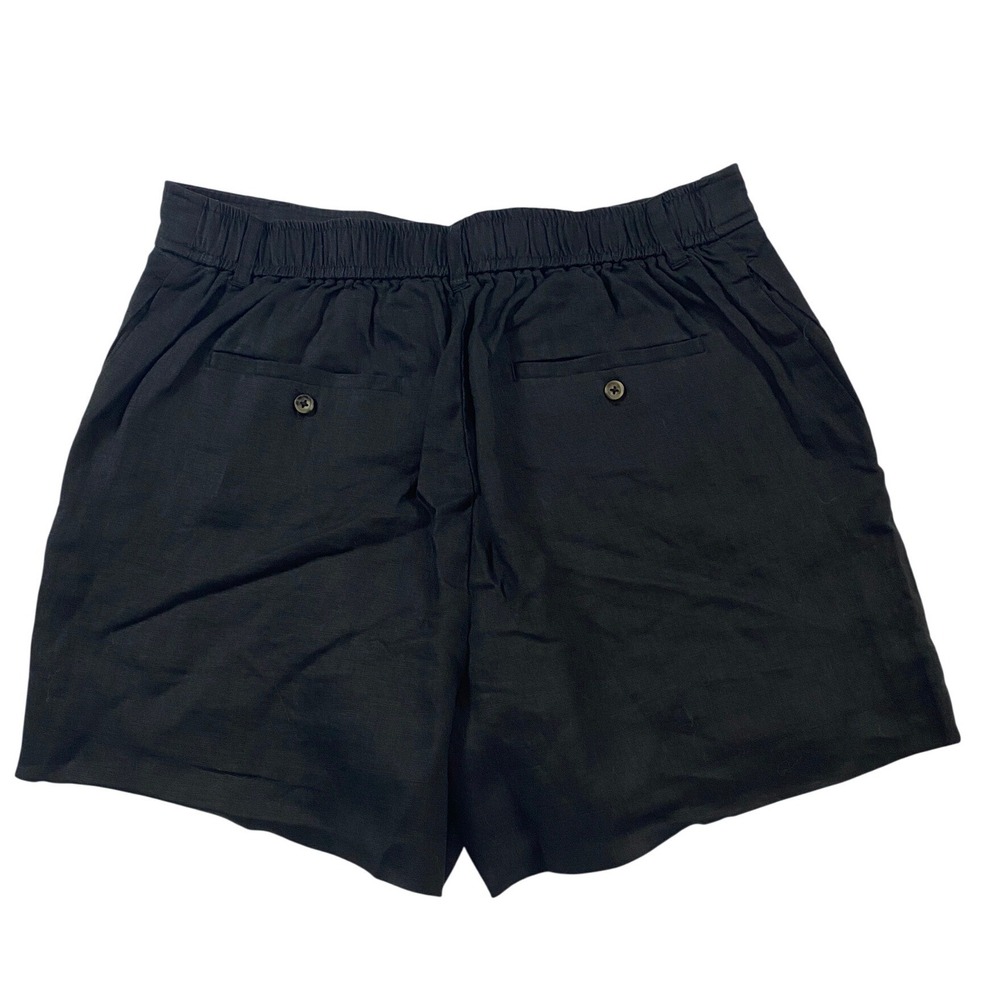 Quince Black 100% Linen High Waisted Shorts Womens Size 6 NWT Elastic Back - Picture 4 of 10